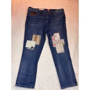 Pilcro and the Letterpress Hyphen Jeans Womens 33 Blue Excellent Patchwork Boho